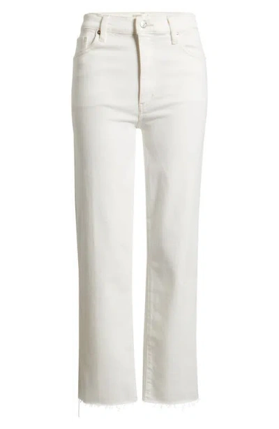 Frame Le Sleek Raw Hem High Waist Straight Leg Jeans In White