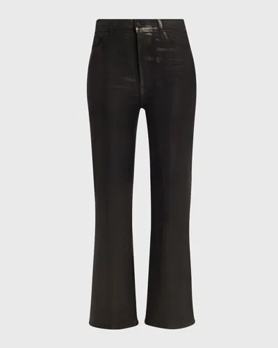 Frame Le Sleek Straight Coated Jeans In Black