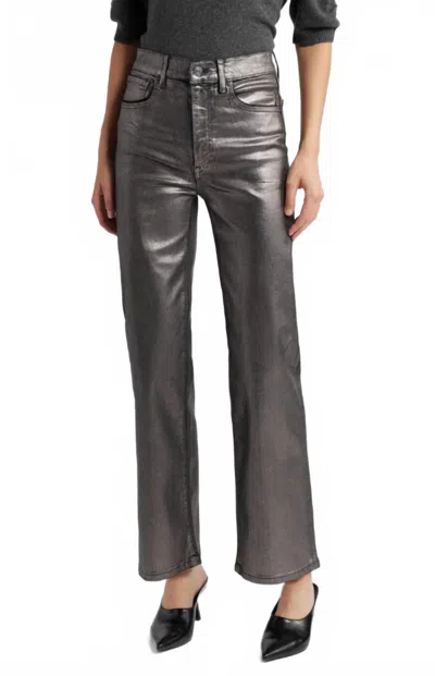 Frame Le Sleek Straight Coated Jeans In Grey Chrome In Multi