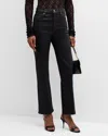 Frame Le Sleek Straight Leg Coated Jeans In Noir Coated