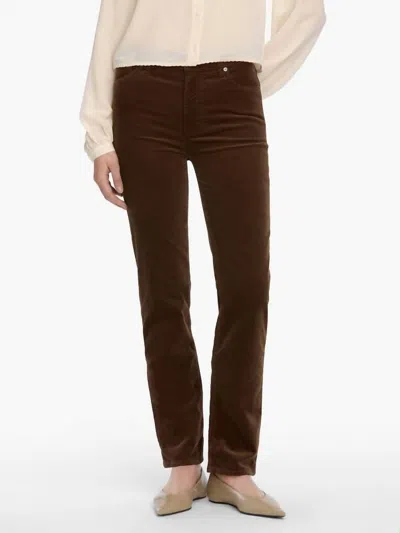 Frame Le Sleek Straight Corduroy Pant In Bitter Chocolate In Brown