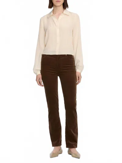 FRAME LE SLEEK STRAIGHT CORDUROY PANTS IN BITTER CHOCOLATE