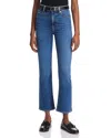 Frame Le Sleek Straight Fit High Rise Cropped Jeans In Thunderstorm In Marsa