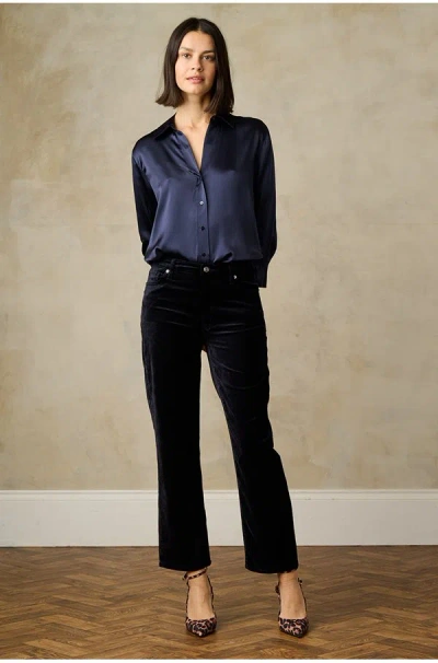 Frame Le Sleek Straight In Navy Velvet In Blue