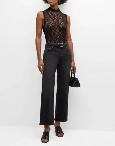 Frame Le Sleek Straight Jeans In Meteor In Black
