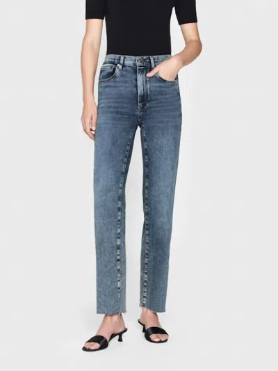 Frame Le Sleek Straight Jeans In Rowley Raw Fray In Multi