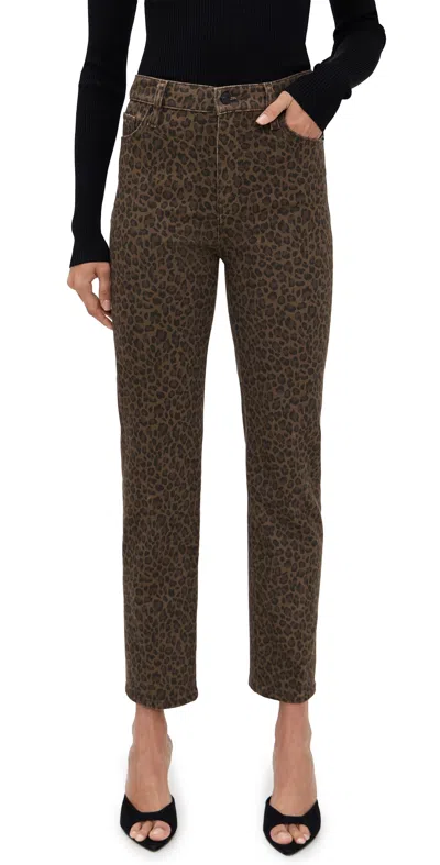 Frame Le Sleek Straight Jeans Leopard In Animal Print