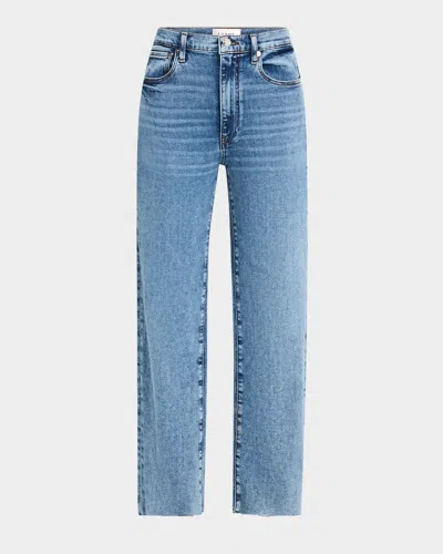Frame Le Sleek Straight Jeans With Raw Hem In Rowley Raw Fray
