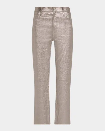 Frame Le Sleek Straight Leather Pants In Neutral