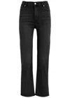 Frame Le Sleek High-rise Straight Jeans In Black