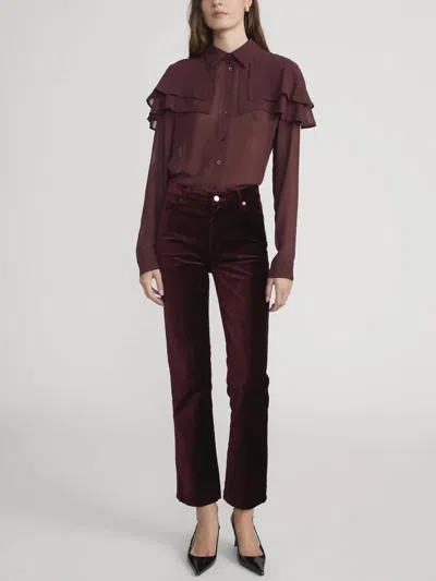 Frame Le Sleek Straight Pants In Full Glass Velvet In Red