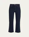 Frame Le Sleek Straight Studded Jeans In Blue