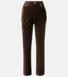 Frame Le Sleek Straight Velvet Flared Pants In Brown