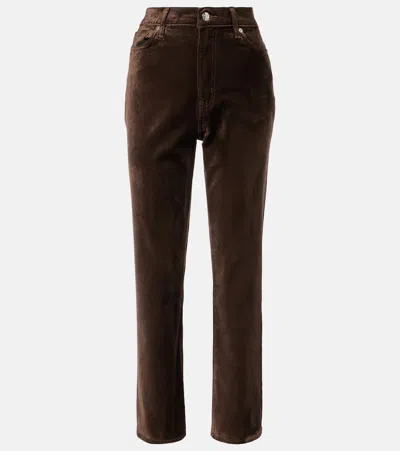 Frame Le Sleek Straight Velvet Flared Pants In Peppercorn Velvet