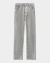 Frame Le Sleek Velvet Ankle Straight Leg Pants In Gray