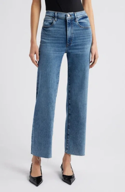 Frame Le Sleek Stretch Straight Leg Jeans In Rowley Raw Fray