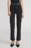 Frame Le Sleek Studded Ankle Straight Leg Jeans In Black