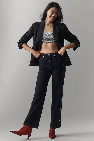 Frame Le Sleek Studded Straight-leg Jeans In Black