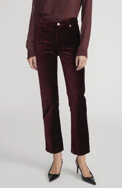 Frame Le Sleek Velvet Ankle Straight Leg Pants In Red