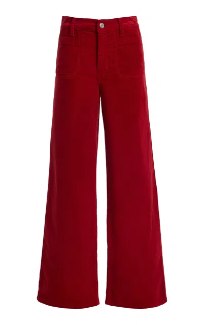 Frame Le Slim Corduroy Mid-rise Modernist Palazzo Jeans In Red