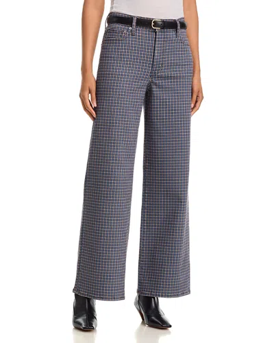 Frame Le Slim High Rise Palazzo Jeans In Chestnut Houndstooth In Blue