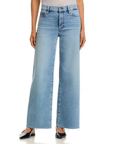 Frame Le Slim High Rise Palazzo Jeans In Dovetail Raw Fray In Blue
