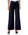 Frame Le Slim High Rise Palazzo Mode Jeans In Navy Velvet In Blue