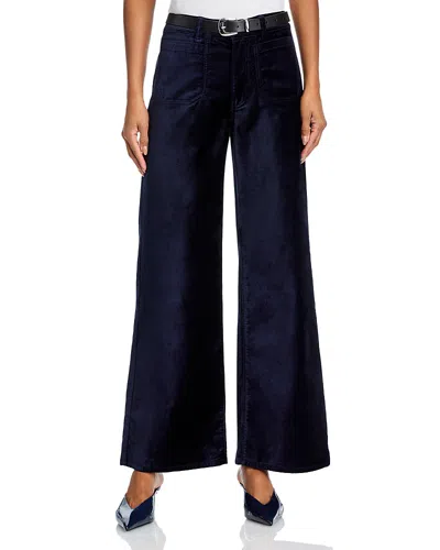 Frame Le Slim High Rise Palazzo Mode Jeans In Navy Velvet In Blue