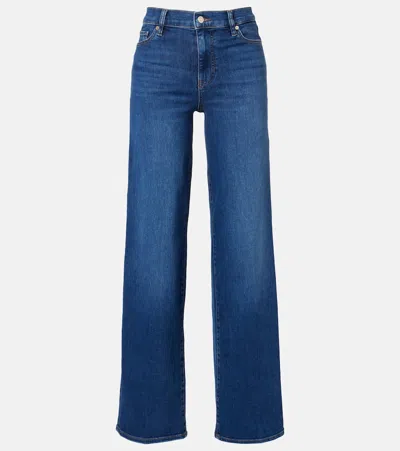 Frame Le Slim Palazzo High Rise Wide Leg Long Jeans In Blue