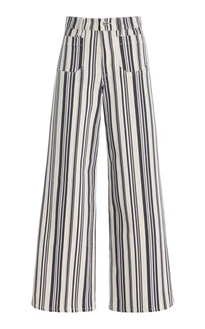 FRAME LE SLIM MODERNIST COTTON-BLEND PALAZZO PANTS