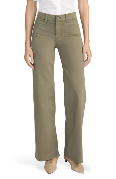 Frame Le Slim Modernist Pocket Palazzo Jeans In Green