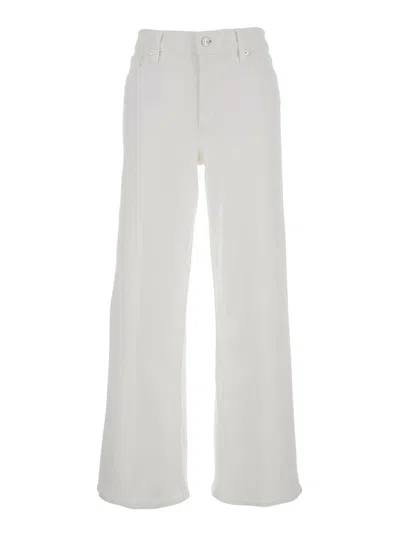 FRAME 'LE SLIM PALAZZO' WHITE JEANS WITH BELT LOOPS AND WIDE LEG IN DENIM WOMAN