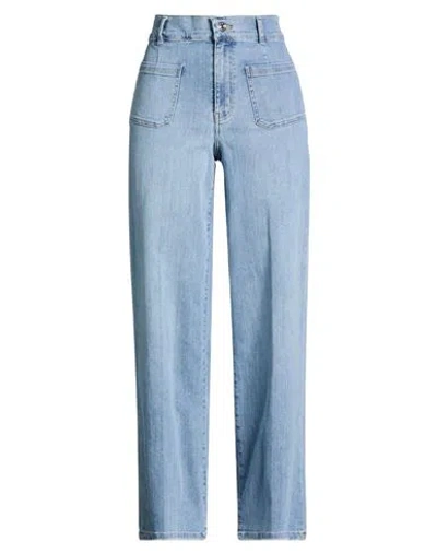 Frame Le Slim Palazzo Bardot Pkt Woman Jeans Blue Size 32 Cotton, Elasterell-p, Elastane