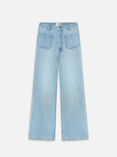 Frame Le Slim Palazzo Bardot Pocket Jeans In Blue