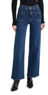 Frame Le Slim Palazzo Jeans With Bardot Pockets In Cursive