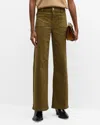 Frame Le Slim Palazzo Bardot Pocket Jeans In Khaki Green