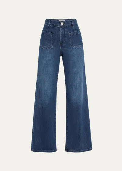 Frame Le Slim Palazzo Bardot Pocket Jeans In Thunderstorm