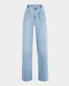 Frame Womens  The Ruler High-rise Straight-leg Stretch-denim Jeans In Wilson Clean
