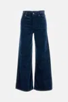 Frame Dark Blue Corduroy Wide Leg Pants In Blue