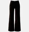 Frame Le Slim Palazzo Cotton-blend Velvet Wide-leg Pants In Brown