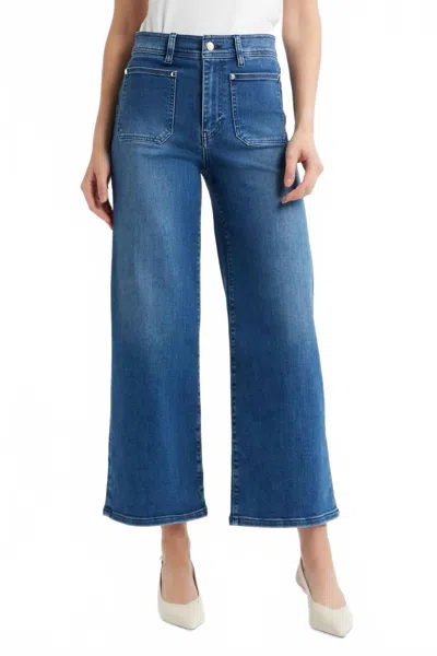Frame Le Slim Palazzo Crop Harbor Pocket Jean In Archive In Blue
