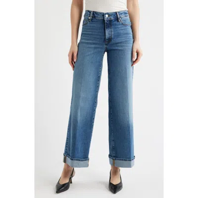Frame Le Slim Palazzo Cuffed High Waist Wide Leg Jeans In Blue