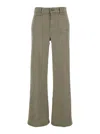 Frame Le Slim Palazzo Green Jeans With Belt Loops And Wide Leg In Denim Woman