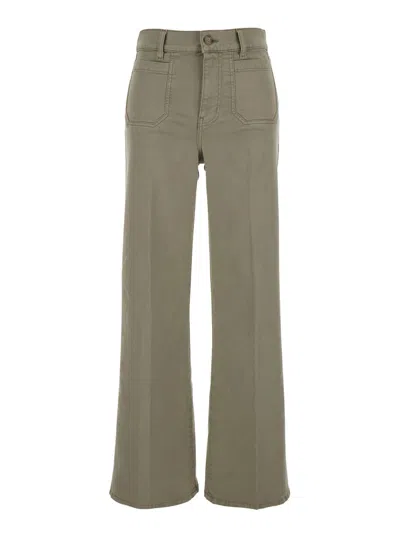 Frame Le Slim Palazzo Green Jeans With Belt Loops And Wide Leg In Denim Woman