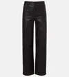 Frame High-rise-hose Le Slim Palazzo Aus Leder In Black