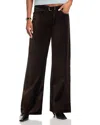Frame Le Slim Palazzo High Rise Velveteen Jeans In Dark Clove In Black