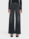 Frame Le Slim Palazzo High-rise Wide Flare Leg Jean In Black In Multi