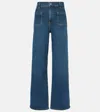 Frame Le Slim Palazzo Bardot Pocket Wide Leg Jeans In Blue