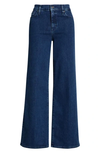 Frame Womens Palazzo Patch-pockets Wide-leg High-rise Stretch-organic-denim Blend Jeans Cursive