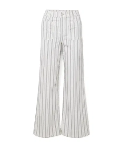 Frame Womens Sage Multi Striped Wide-leg High-rise Stretch-denim Jeans In Cream
